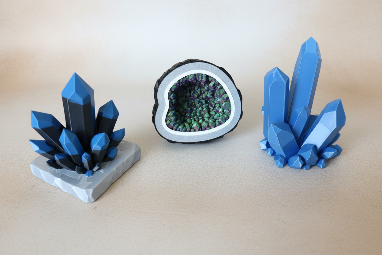How We 3D‑Printed Realistic Geological Models for Luhluza: Custom Geode & Crystal Display Project