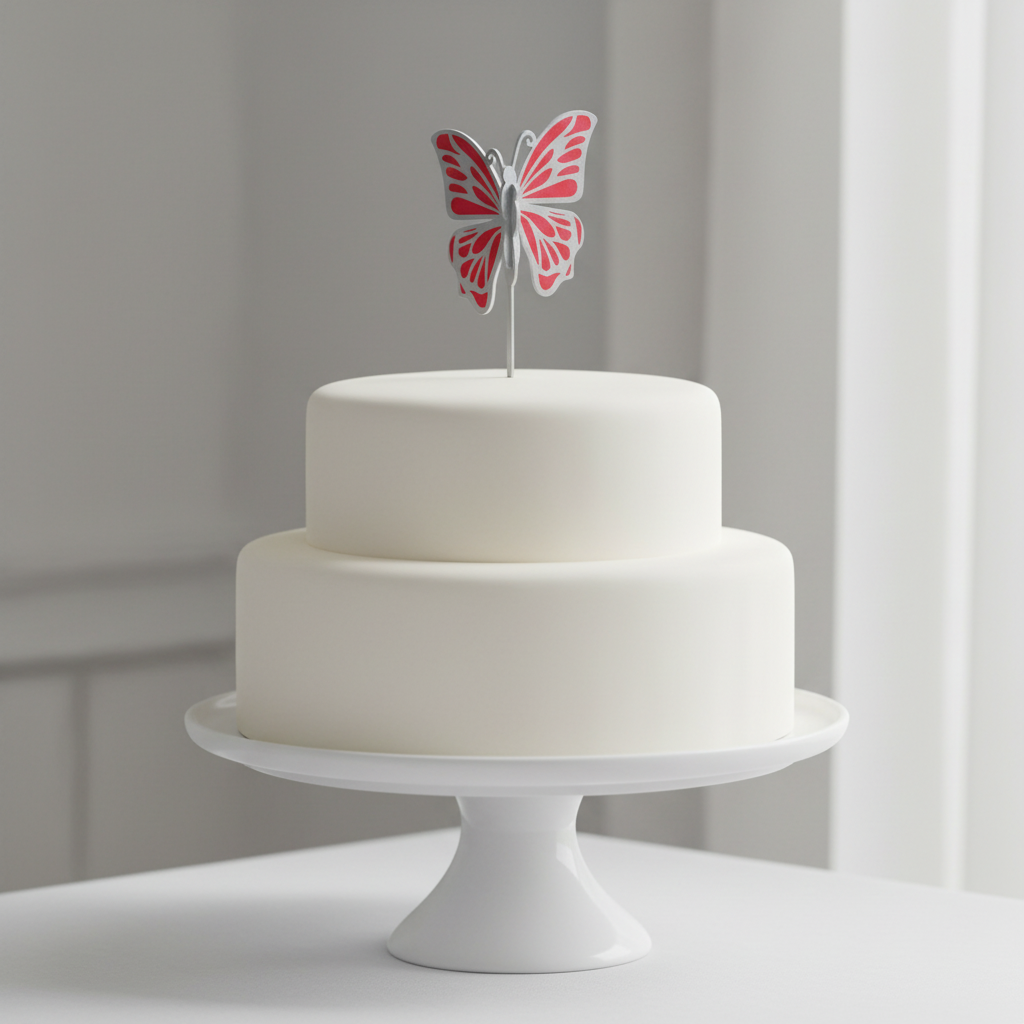 3D Printed Butterfly Cake Topper on Cake