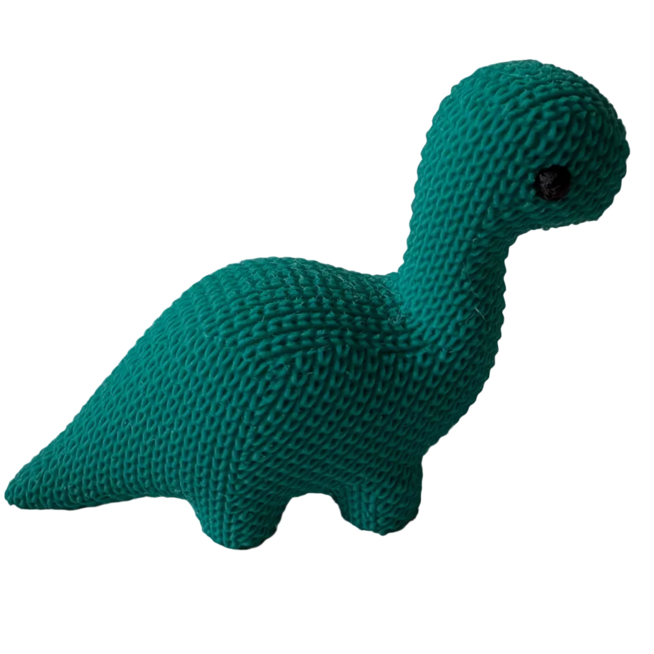 3d printed teal green Brachiosaurus in knitted texture