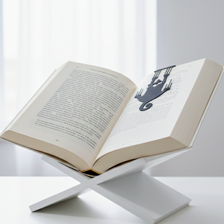 3d printed hanging cat on book