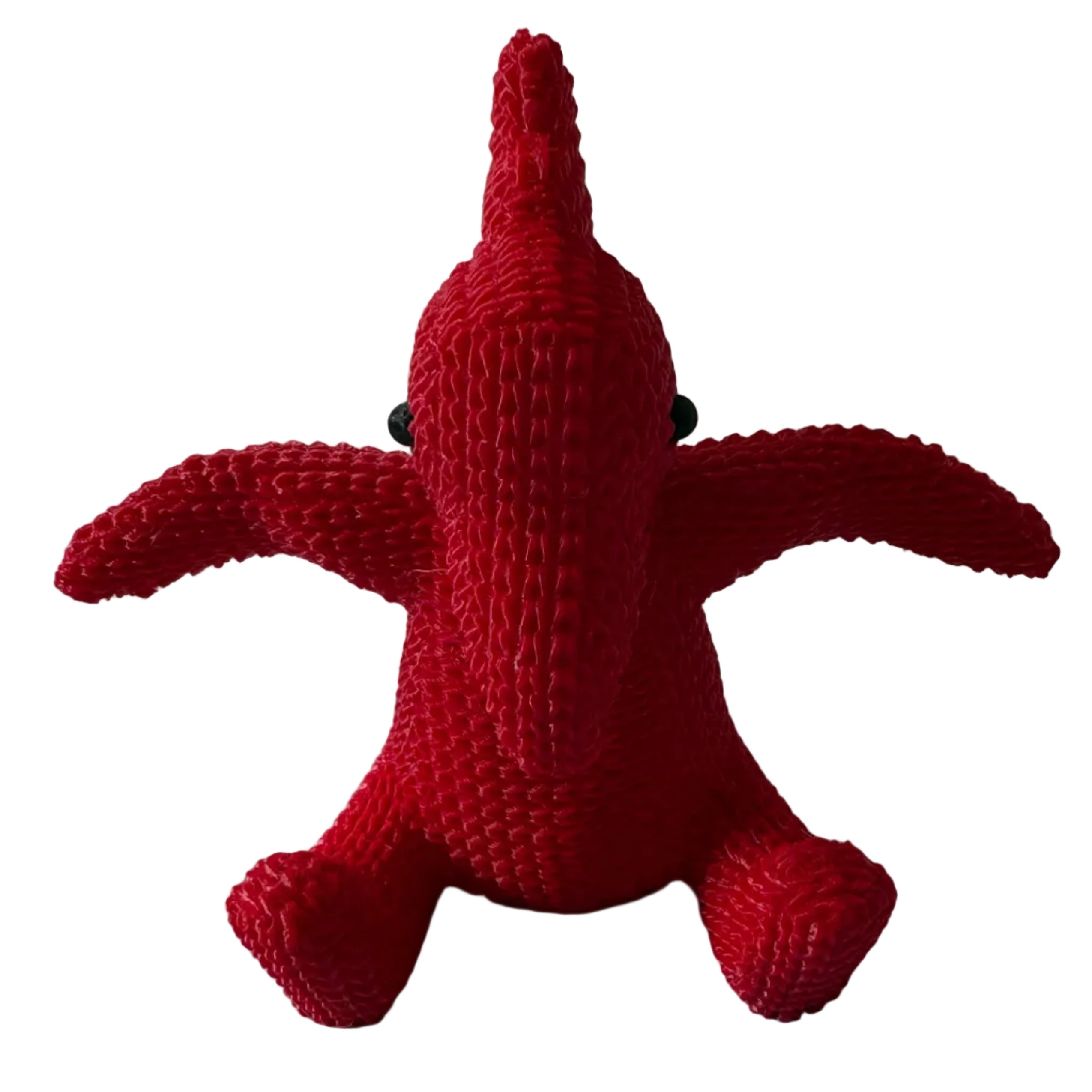 3d printed red pterodactyl in knit texture 