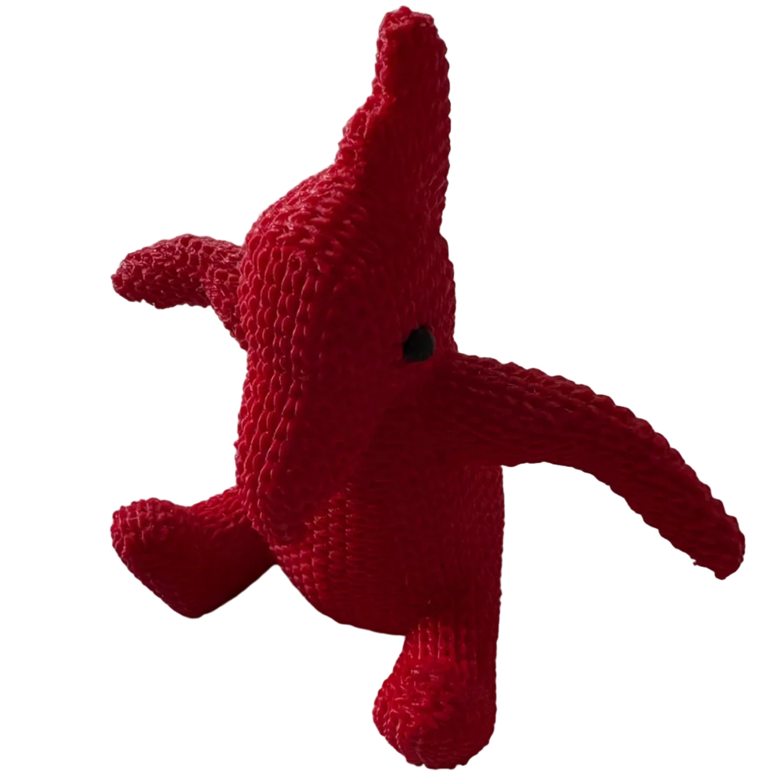 3d printed red pterodactyl in knit texture