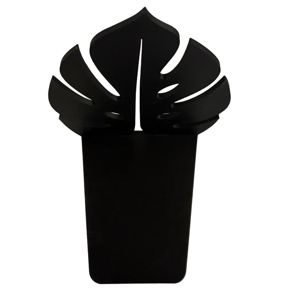 3d printed black petg-cf monstera flower bookend