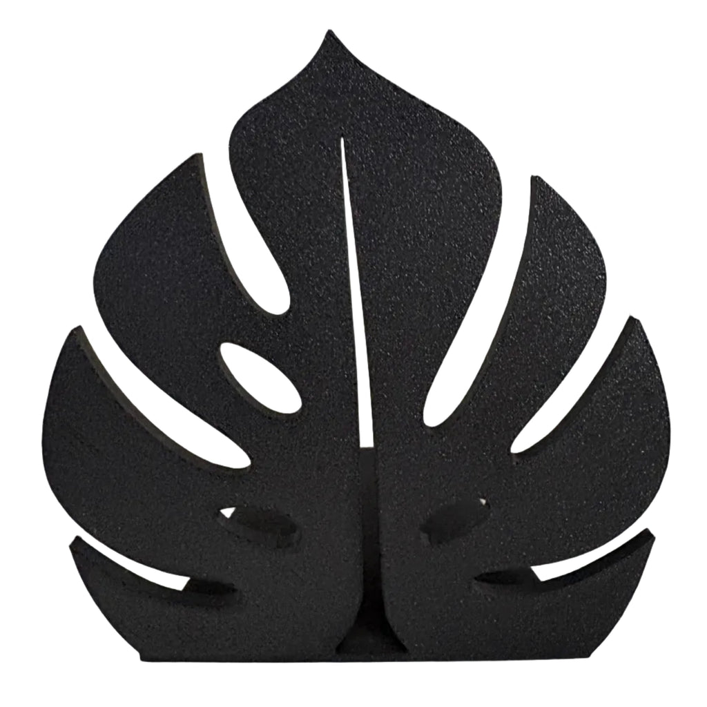 3d printed black petg-cf monstera flower bookend