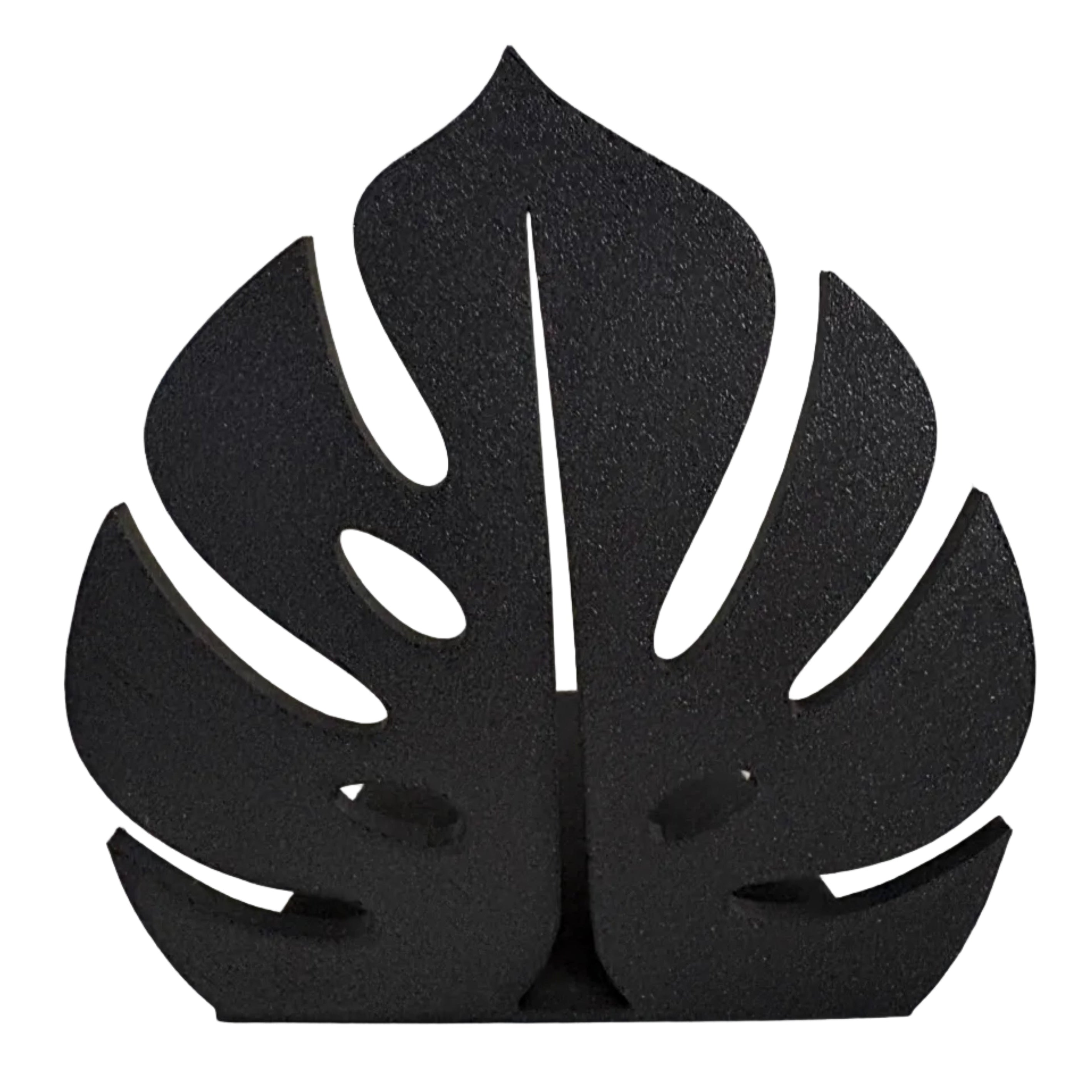 3d printed black petg-cf monstera flower bookend