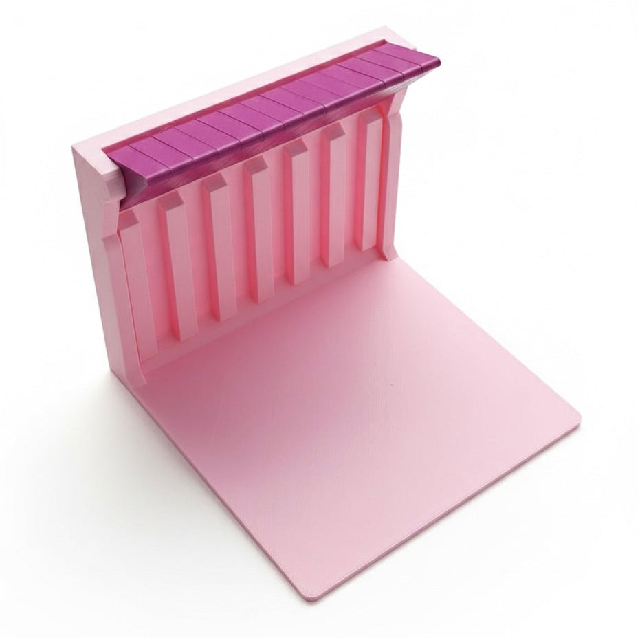 3d printed pink and purple modular bookstand 
