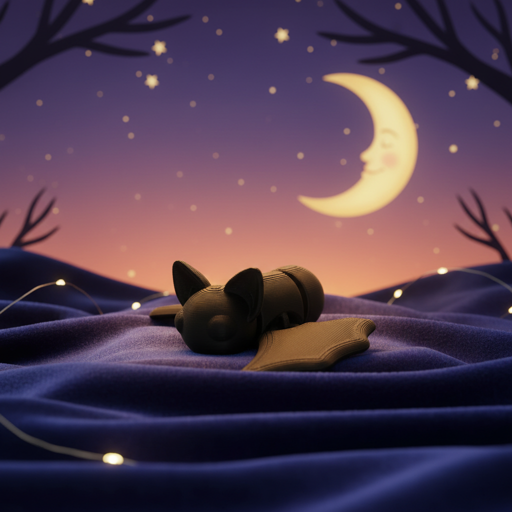 Bat toy in magical nighttime scene