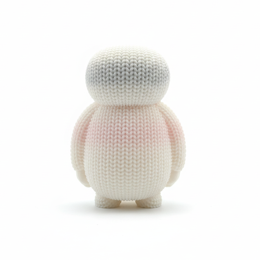 Baymax figure back view on white background - square format