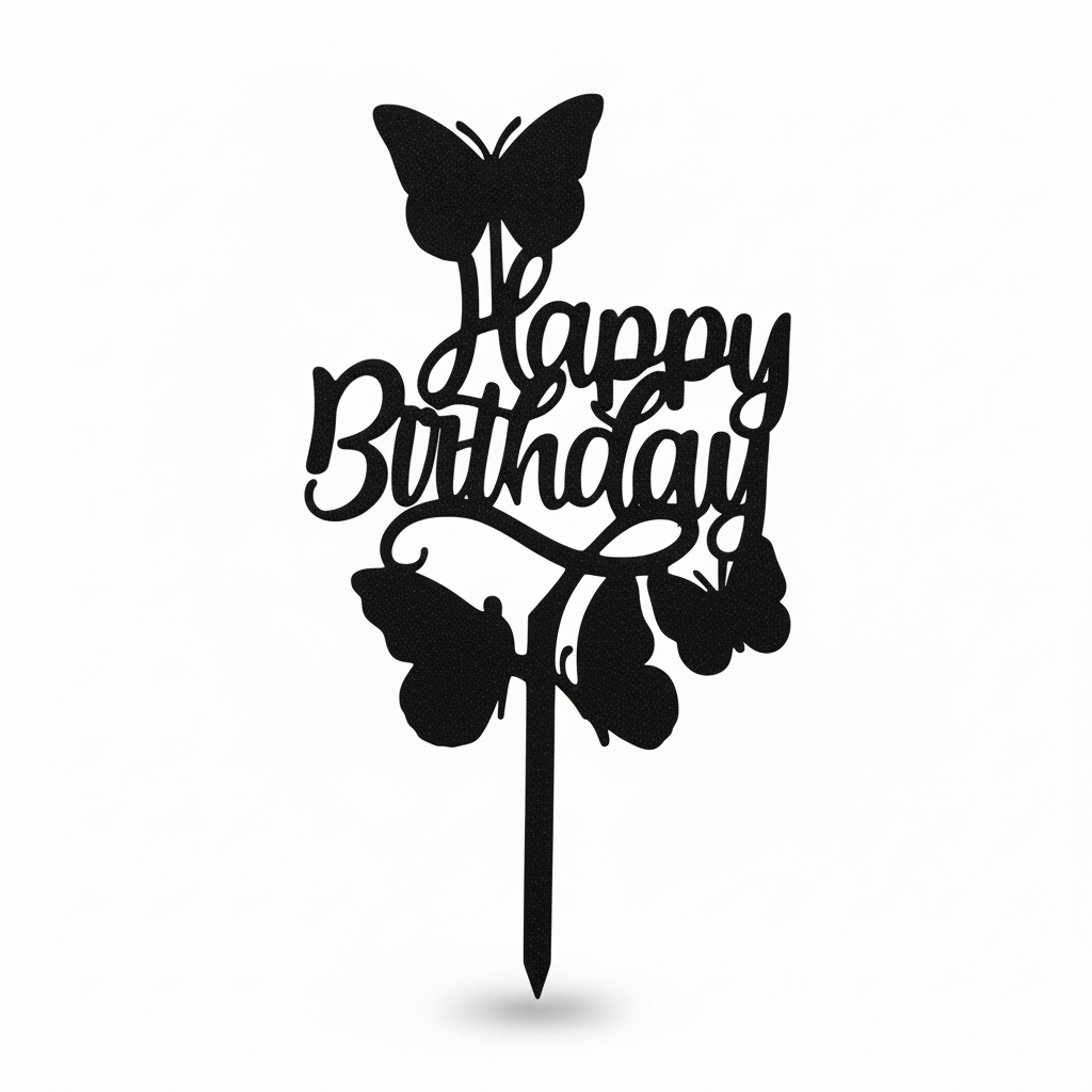 Black Happy Birthday topper