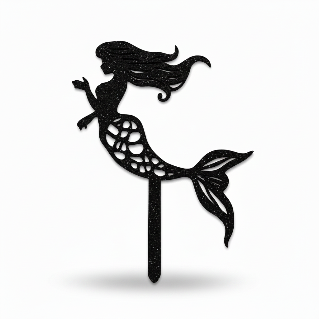 Black mermaid cake topper