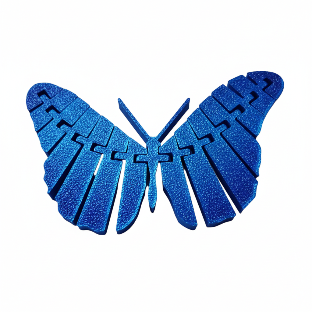 Blue articulating butterfly