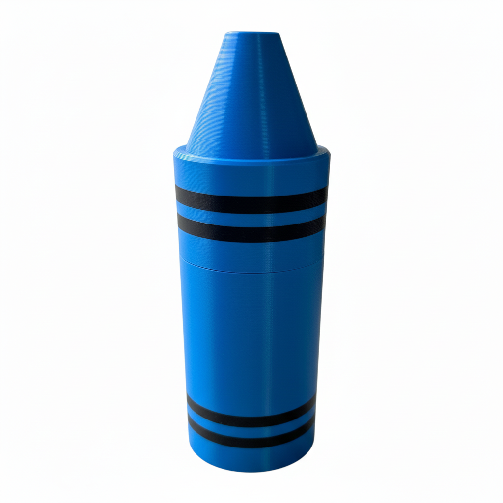 Blue storage crayon - white background
