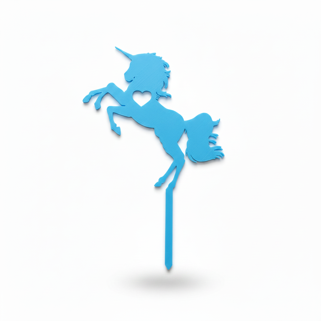Blue unicorn cake topper
