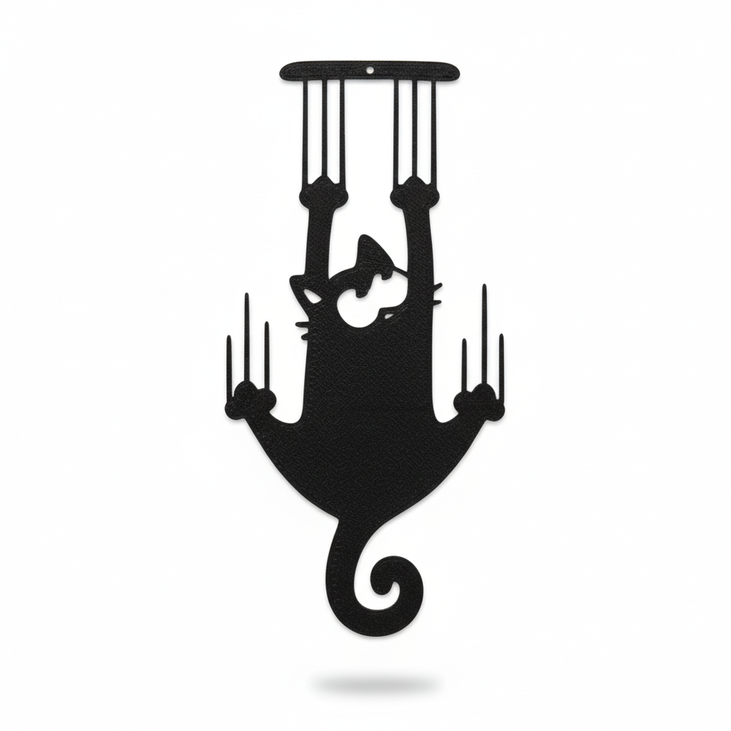 Complete black hanging cat bookmark with claws