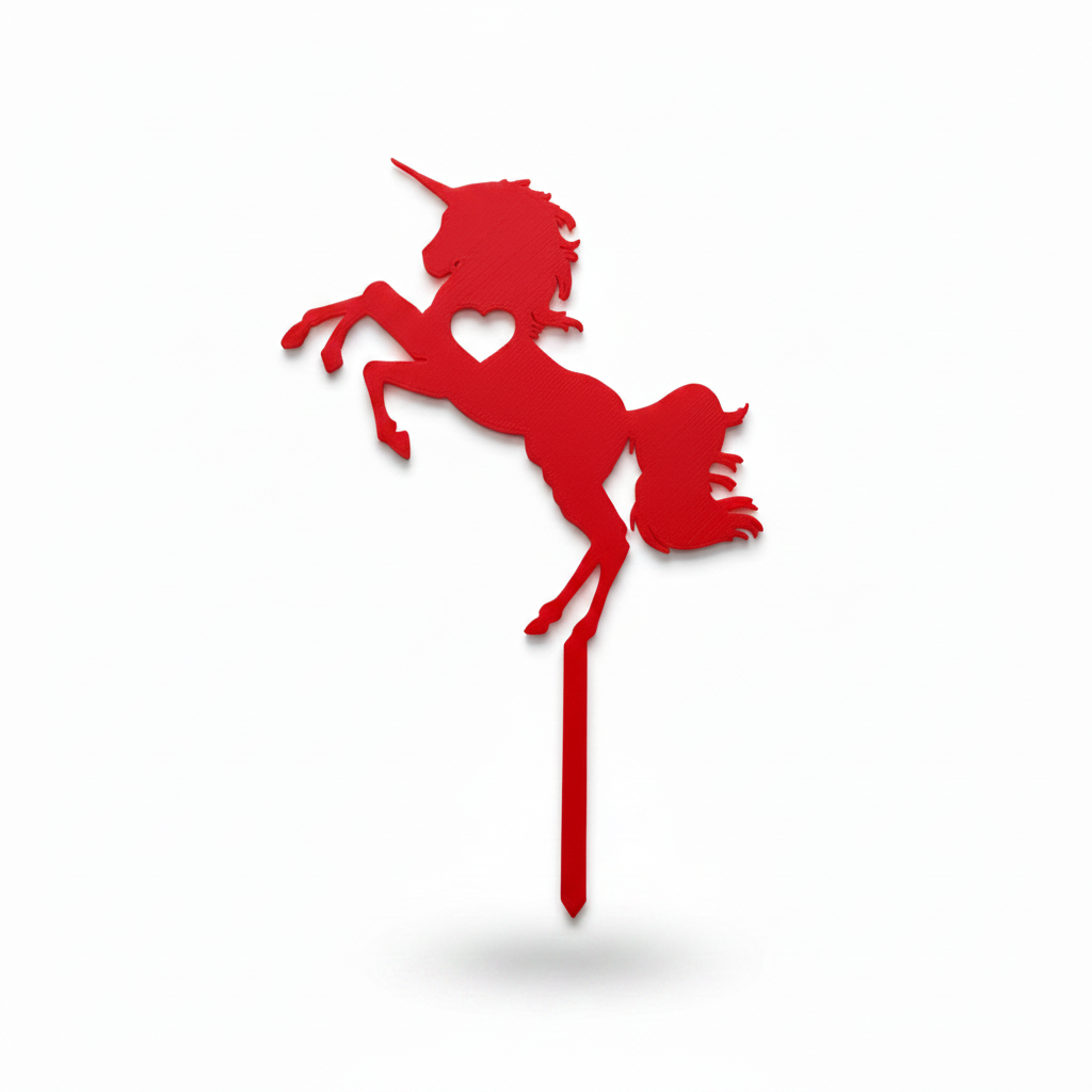 Deeper vibrant red unicorn cake topper