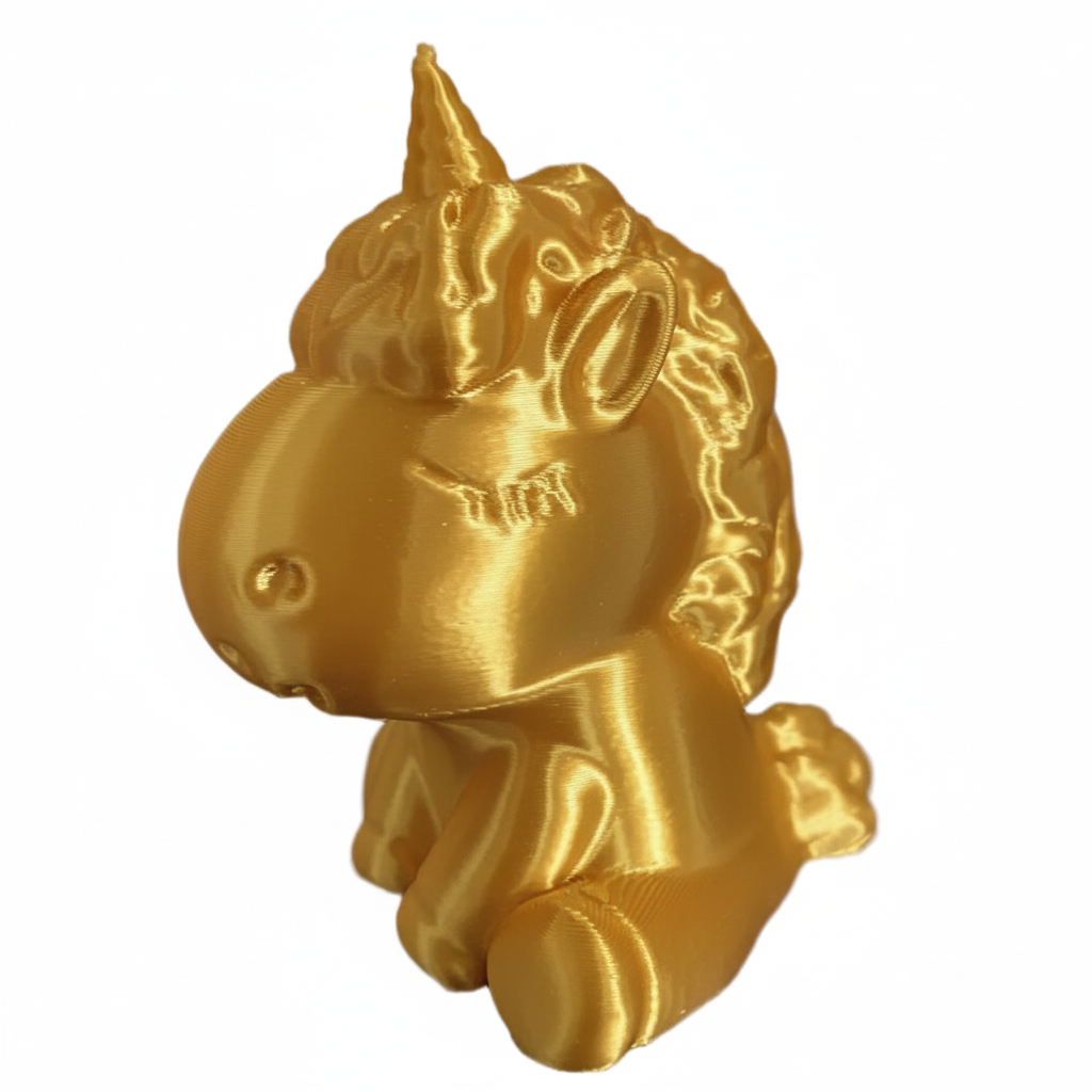 Gold 3D-printed unicorn