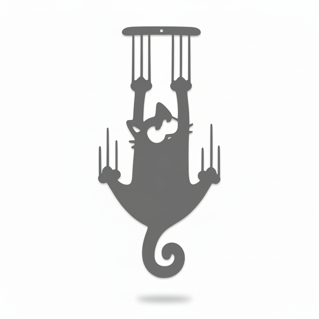 Grey hanging cat bookmark