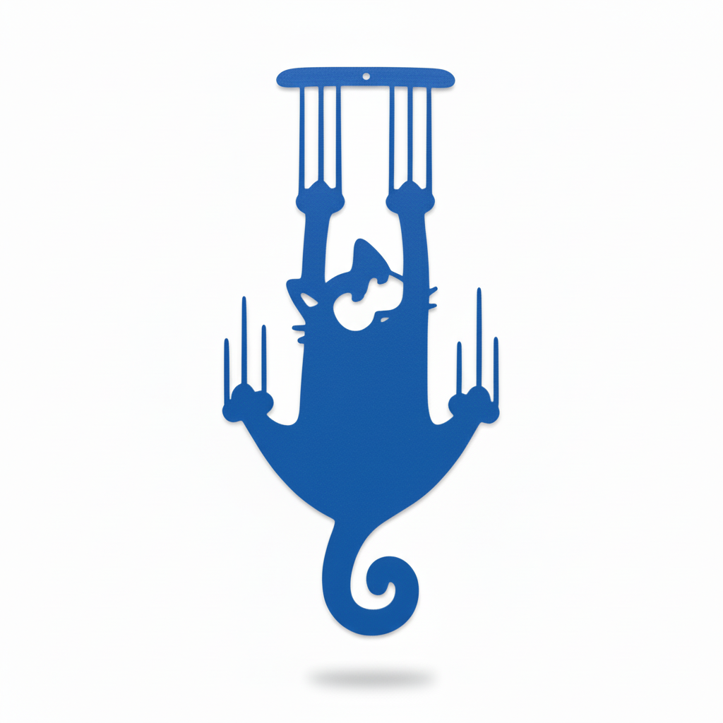 Hanging cat bookmark in matching blue