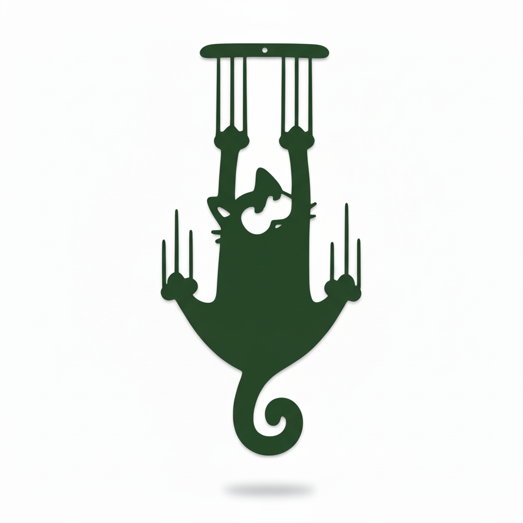 Hanging cat bookmark in matching dark green
