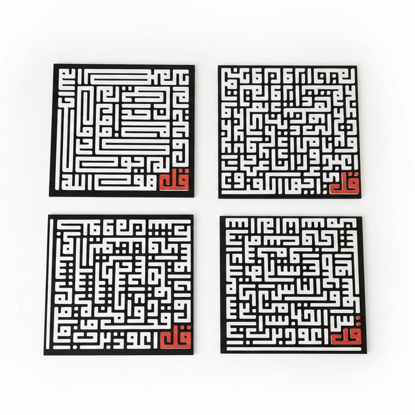 Kufic Calligraphy on White Background