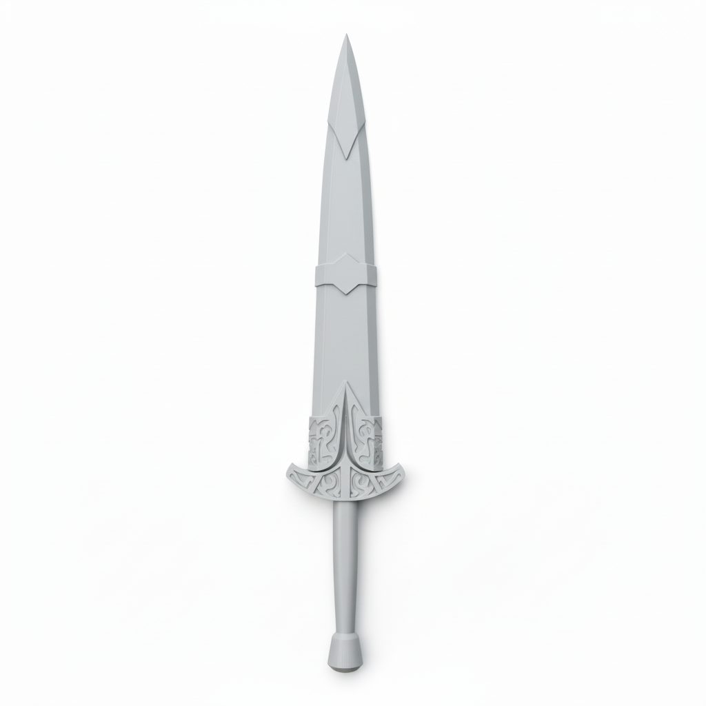 Light grey sword on white background
