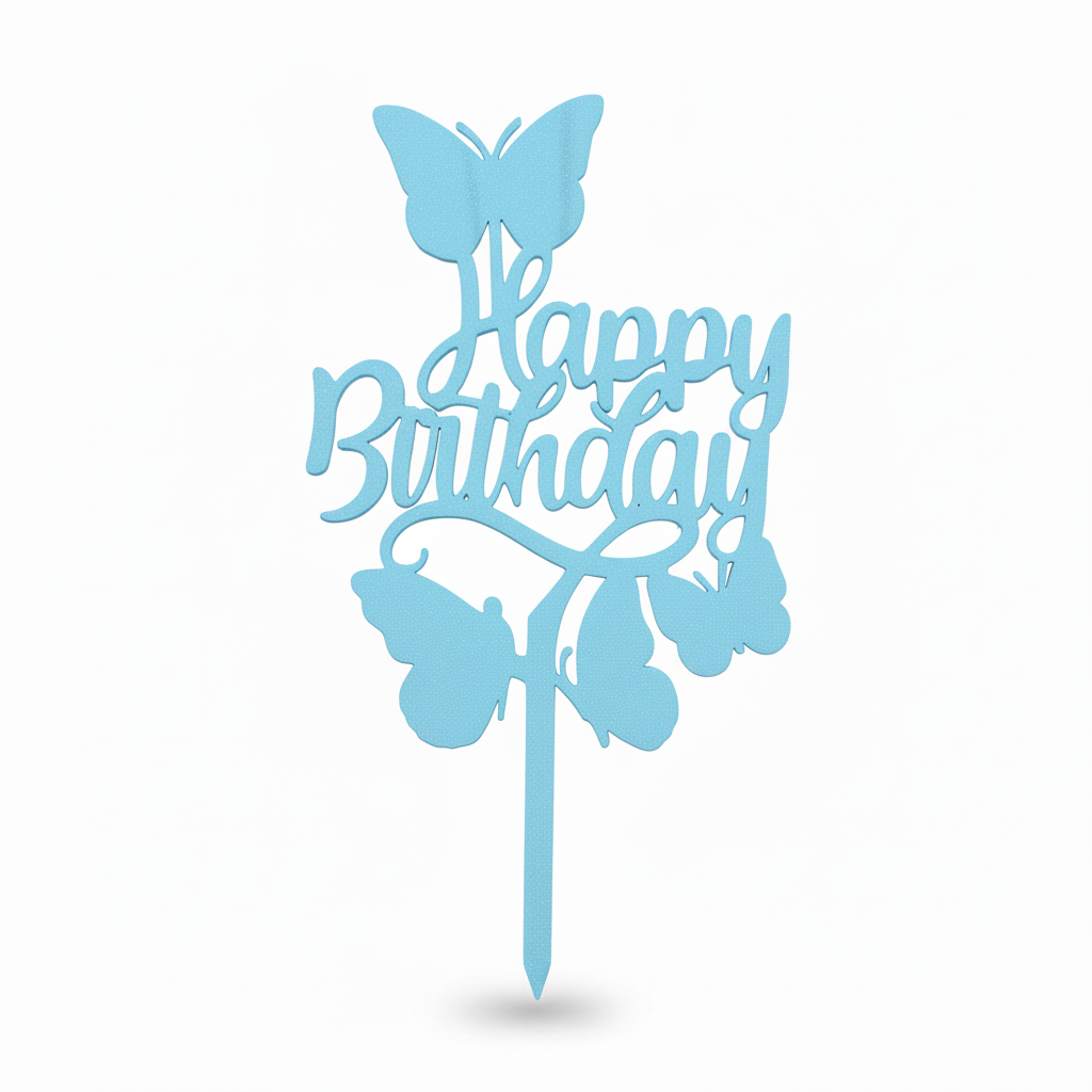 Lighter blue Happy Birthday topper