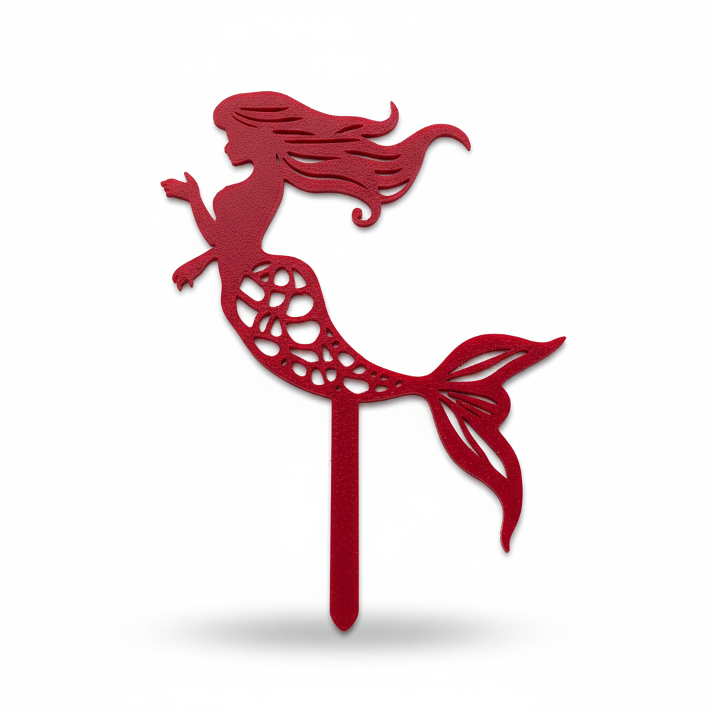 Mermaid cake topper left view on white background