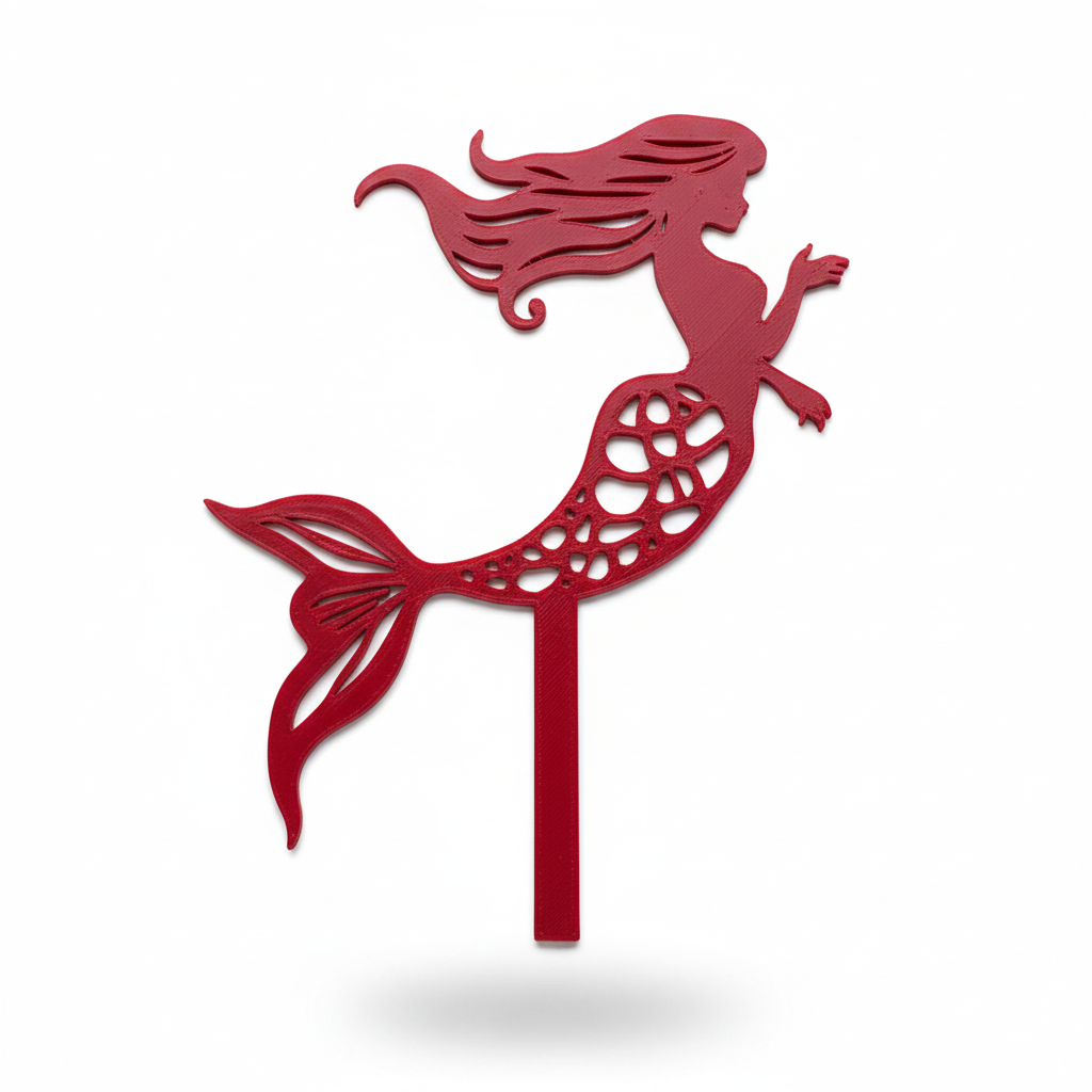 Mermaid cake topper right view on white background