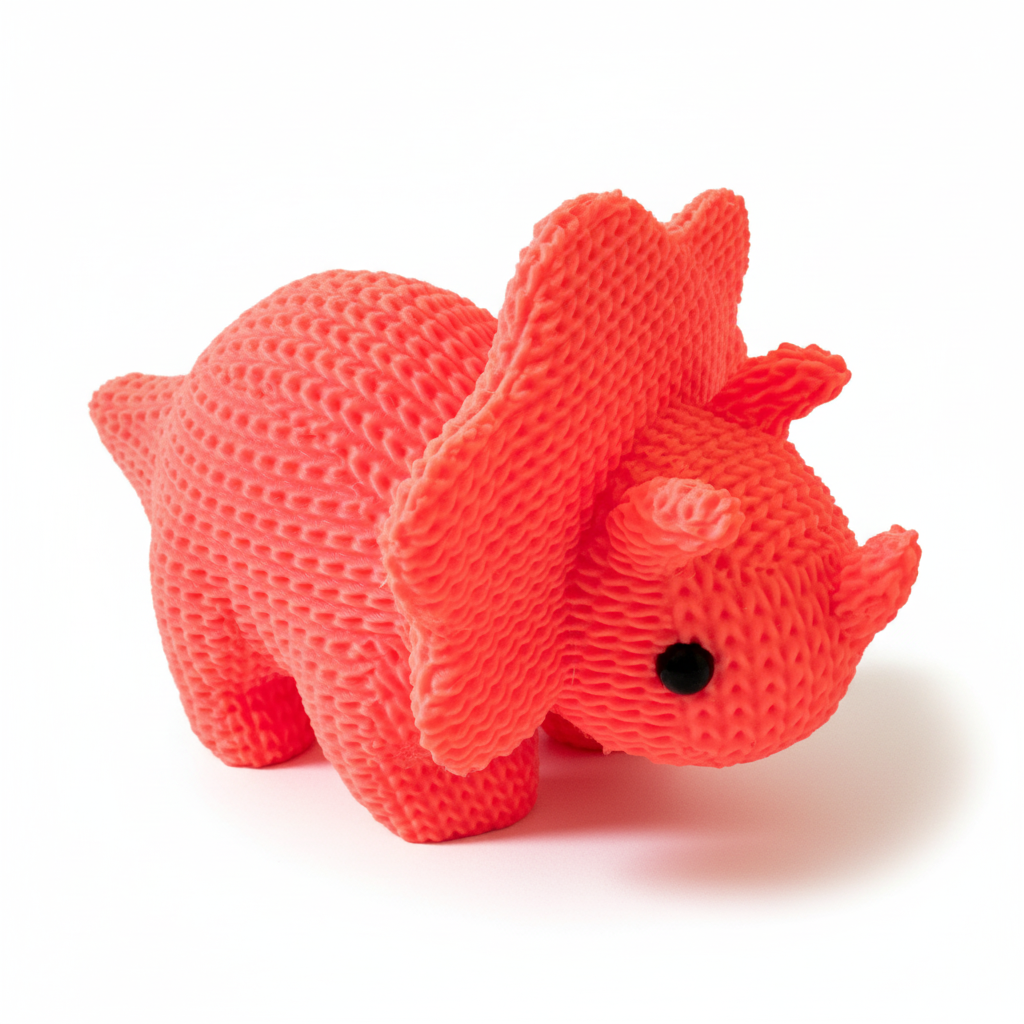 Neon Coral Pink Triceratops