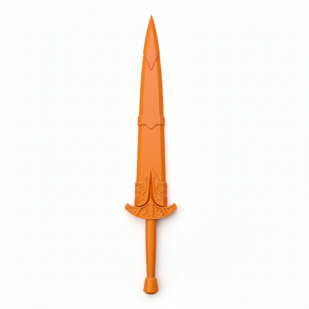 Orange sword on white background