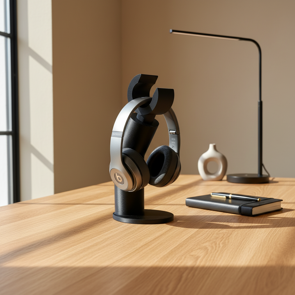 Premium desk setting with headphone stand