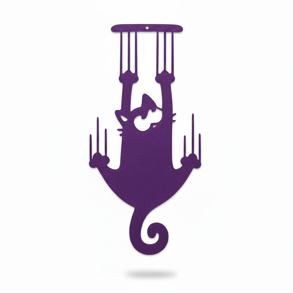 Purple hanging cat bookmark