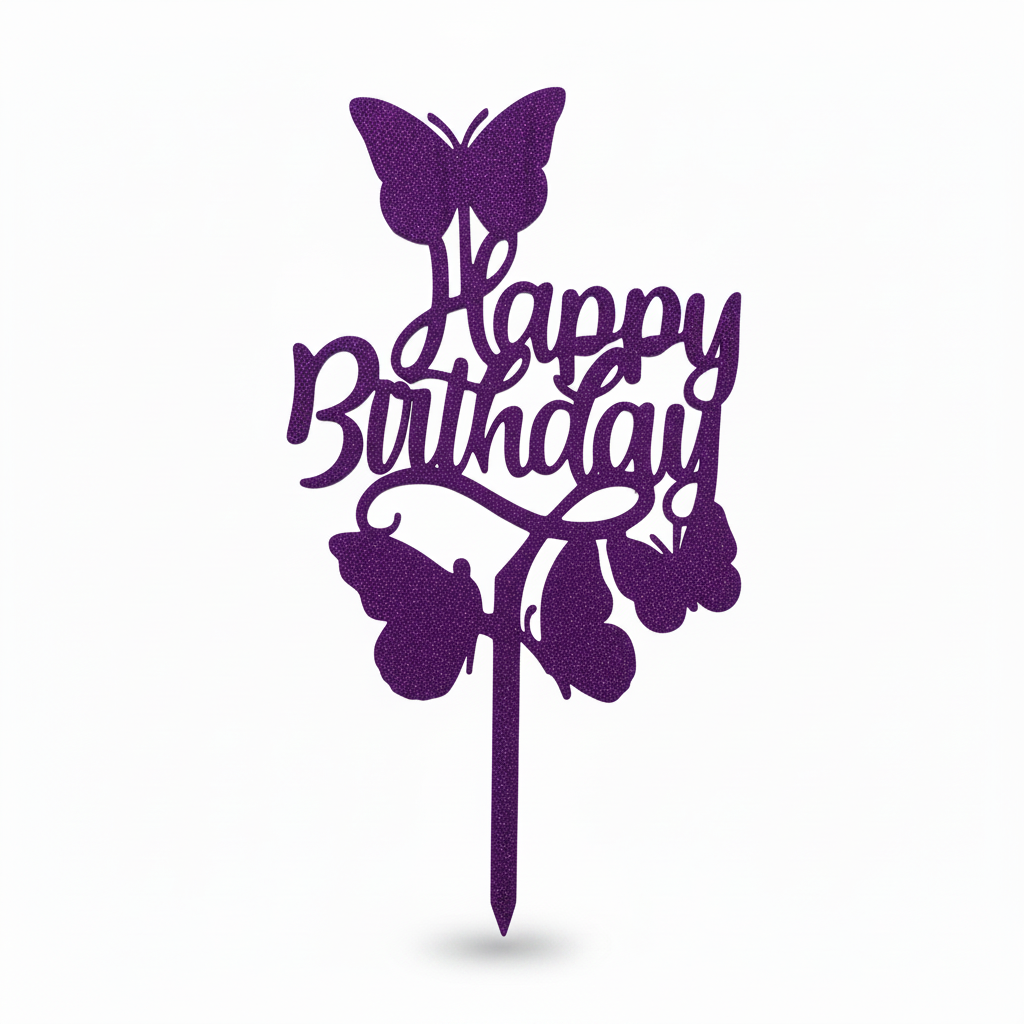 Purple Happy Birthday topper
