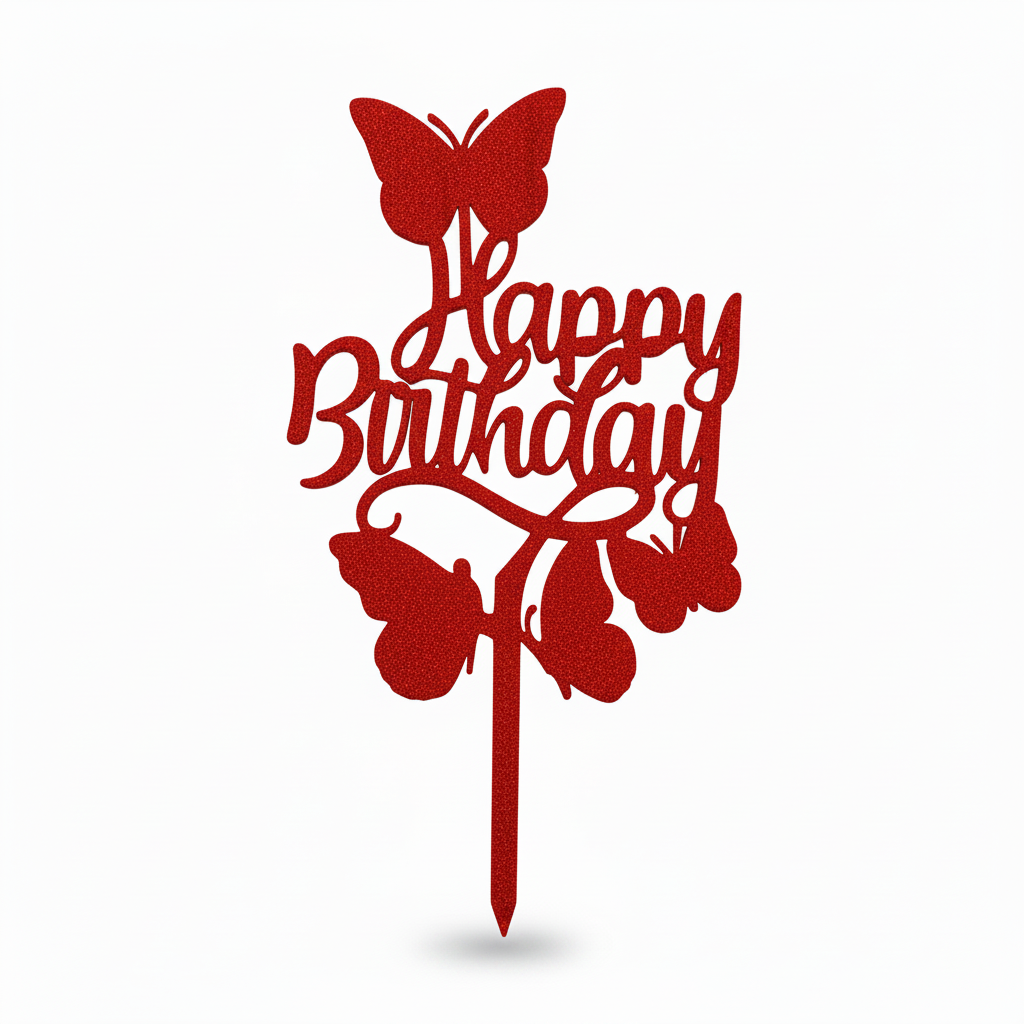 Red Happy Birthday topper