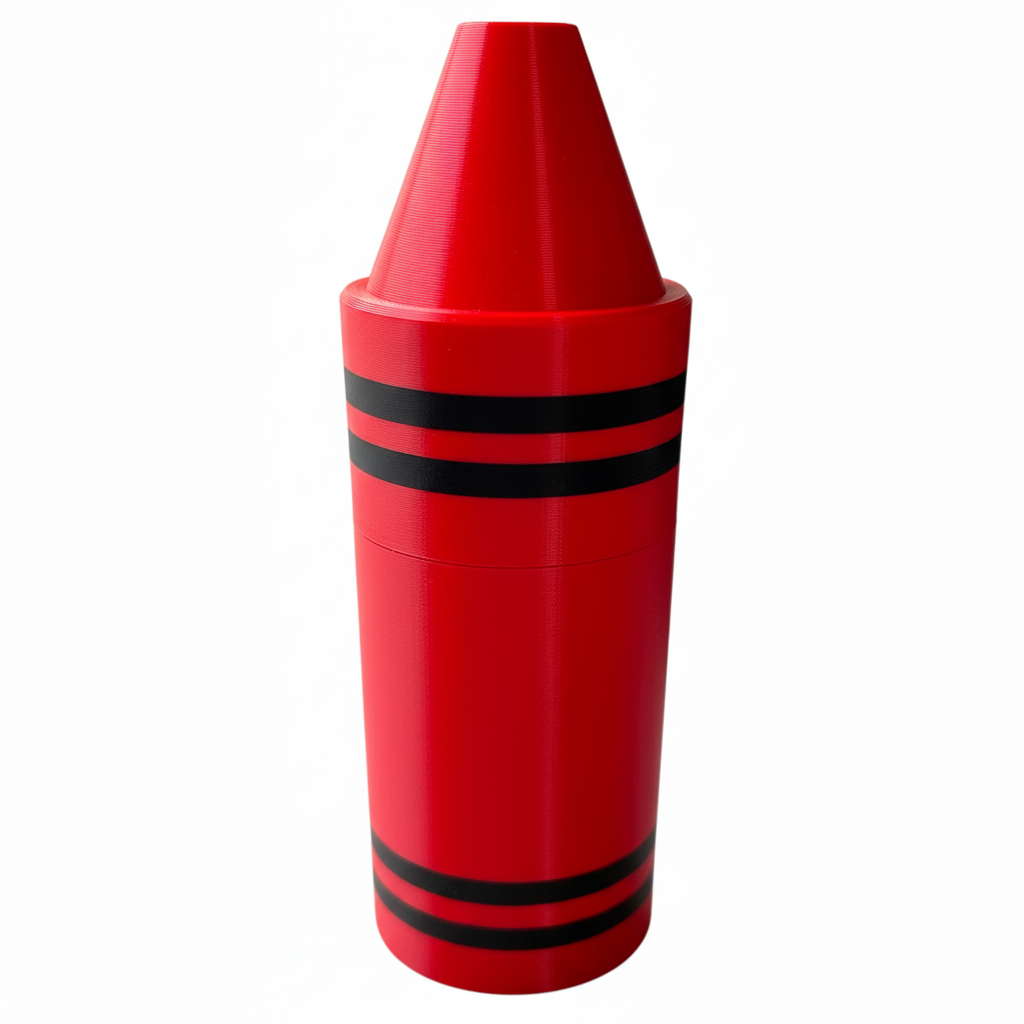Red storage crayon - white background