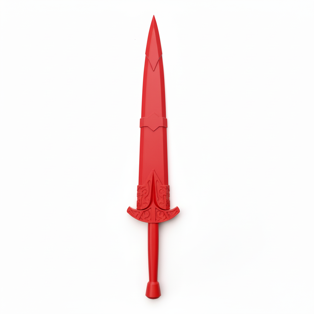 Red sword on white background