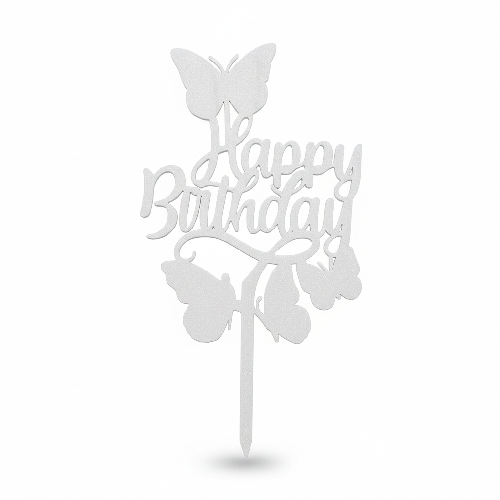 Sparkly Happy Birthday topper on white background