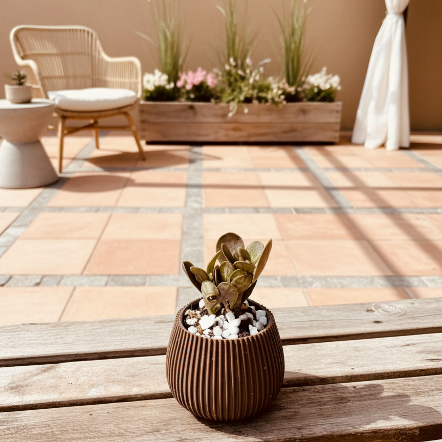 Square patio background for succulent planter