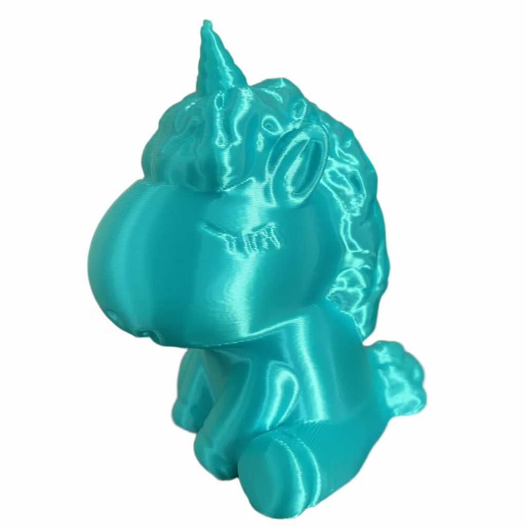 Turquoise 3D-printed unicorn