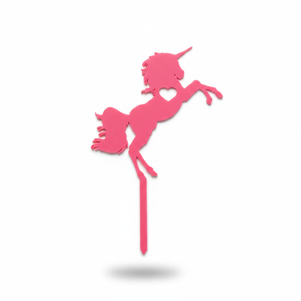 Unicorn cake topper right view on white background