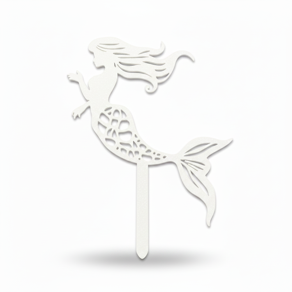 White mermaid cake topper