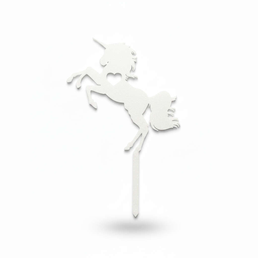 White unicorn cake topper