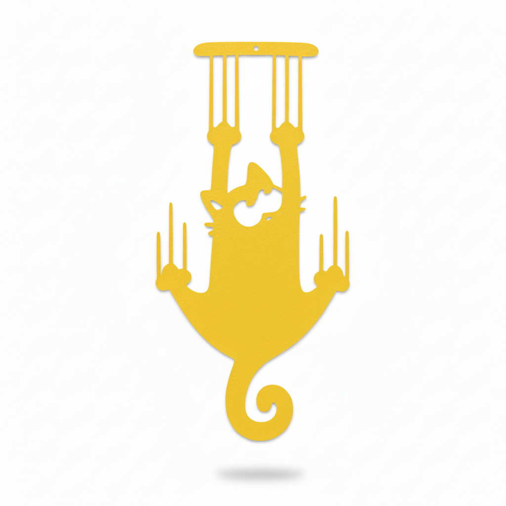Yellow hanging cat bookmark