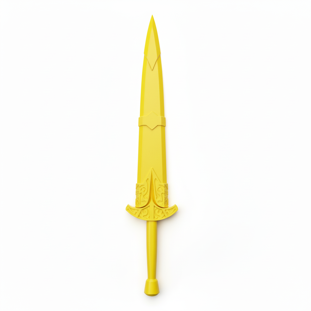 Yellow sword on white background
